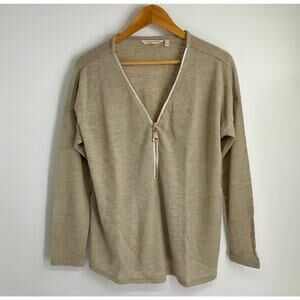 Soft Surroundings Valentina Zip Sweater Women’s Large Long Sleeve Beige Top